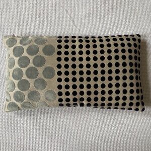 West Elm Decorative Polka Dot Beige Blue Black Throw Pillow 12 x 21 in